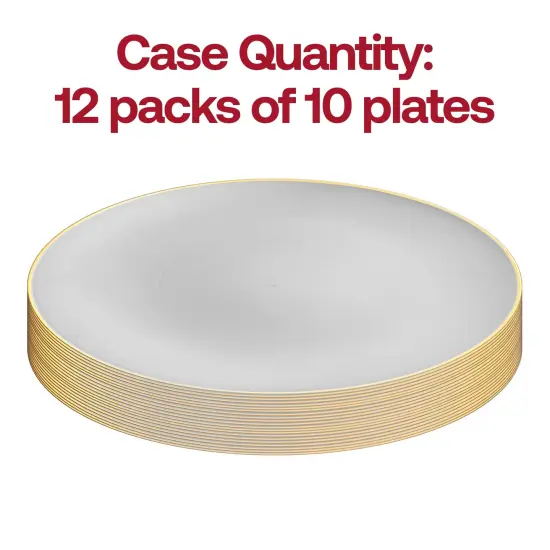 Gray with Gold Rim Organic Round Disposable Plastic Appetizer/Salad Plates - 7.5" (120 Plates) {4}