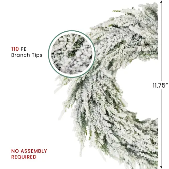 Northlight Heavily Flocked Pine Artificial Christmas Wreath - 11.75" - Unlit Green {6}