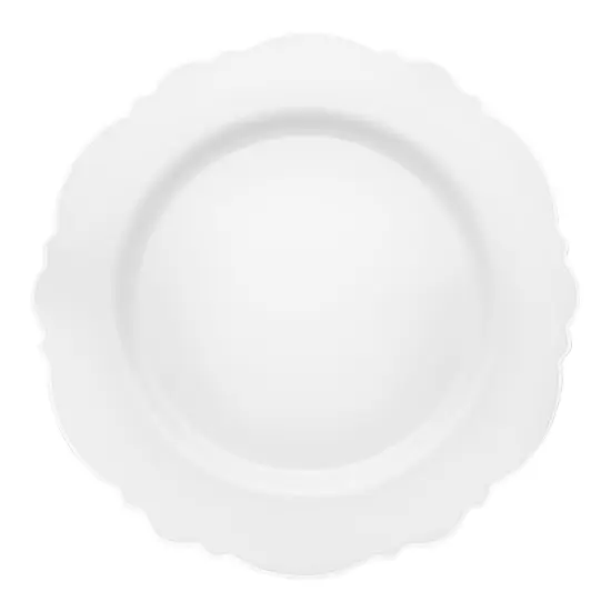 White with Silver Rim Round Blossom Disposable Plastic Dinner Plates - 10.25" (120 Plates) {2}