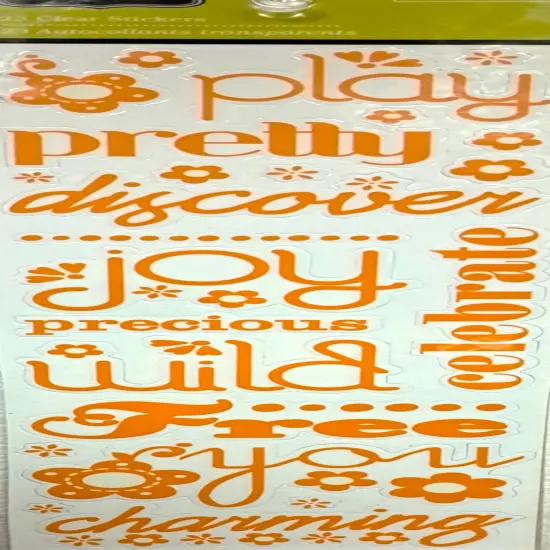 Colorbok Sweet Blooms Orange Words Clear Stickers {1}