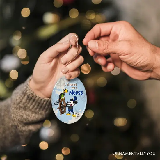 It All Started With a Mouse Quote Ornament, Inspiring Steamboat Willie Christmas Gift {4}