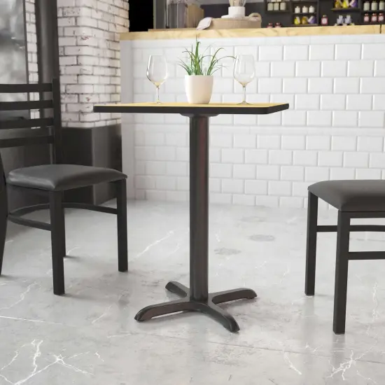 Emma and Oliver 22'' x 22'' Restaurant Table X-Base with 3'' Dia. Table Height Column Black {1}