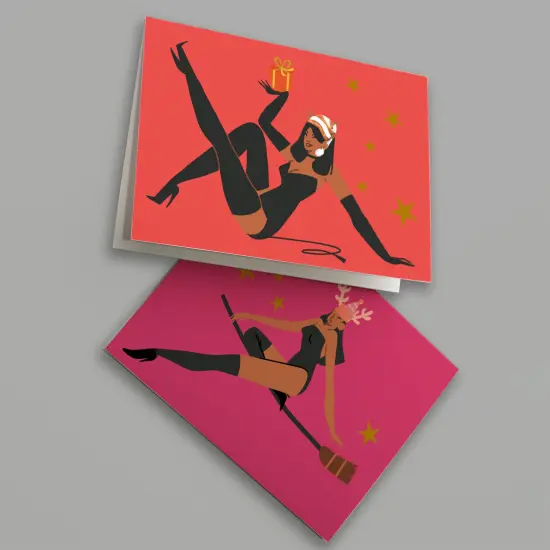 Fashion Christmas Cards - 24-Pack Holiday Greeting Cards with 12 Stylish and Playful Festive Outfits, Perfect for Sharing Merry Christmas & Holiday Wishes, Blank Inside for Personalized Messages - Bold and Unique Stationery Set {4}