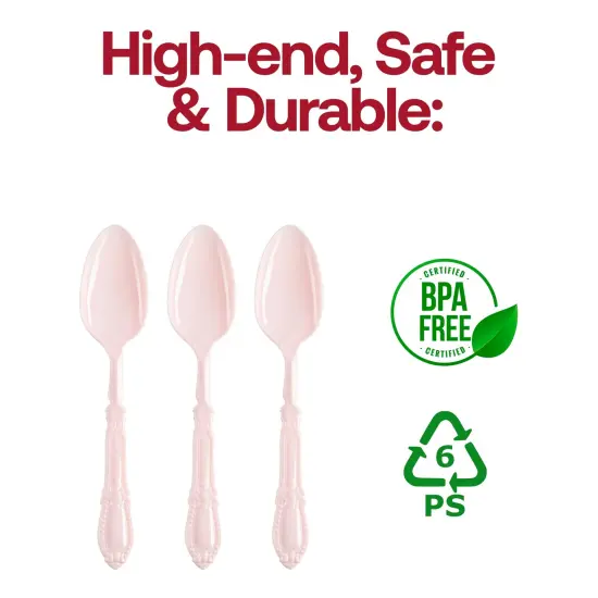 Pink Baroque Disposable Plastic Dinner Spoons (480 Spoons) {4}