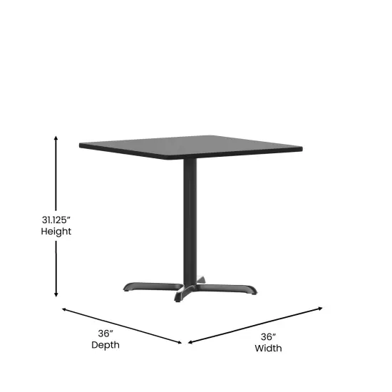 Emma and Oliver 36" Square Laminate Table Top with 30"x30" Table Height Base Black {4}