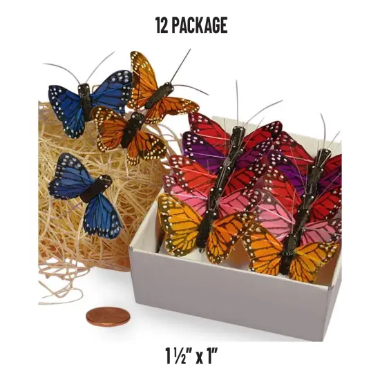 Feathery Monarch Butterfly Ties 1.5" &times; 1" {1}