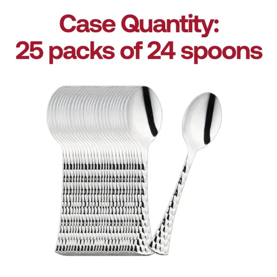 Shiny Silver Glamour Cutlery Disposable Plastic Spoons (600 Spoons) {5}