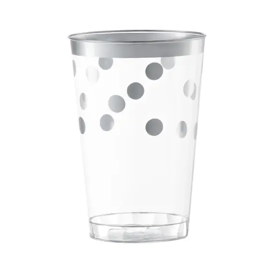 Clear with Silver Dots Round Disposable Plastic Tumblers - 12 oz. (240 Cups) {1}