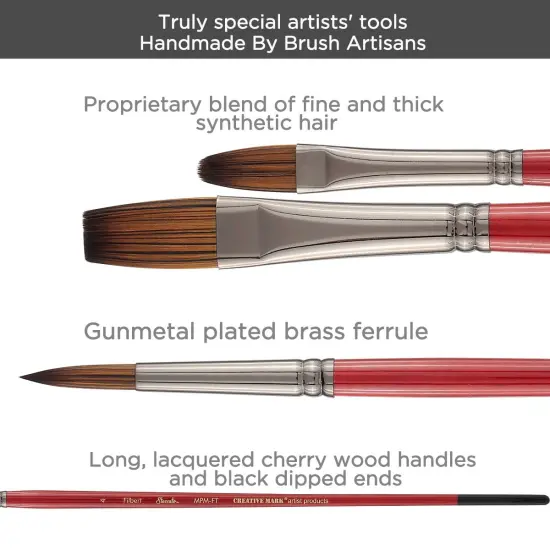 Creative Mark Staccato Synthetic Art Paint Brush - Assorted Filbert Brush Set of 8 - Long Handle, Hand-Crafted Artist Paint Brush Set - Multimedia Fine Art Paint Brushes {4}
