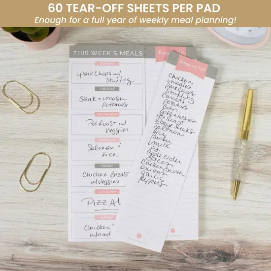 bloom daily planners Planning Pad, 6" x 9", Meal Planning Pad with Magnets, Pink & Grey {4}