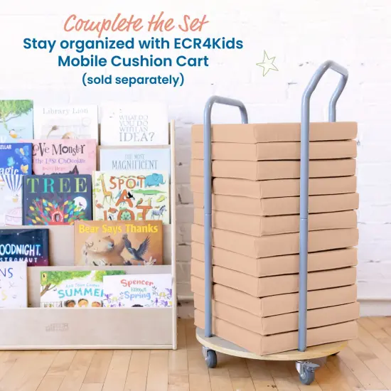 Square Floor Cushions with Handles, Classroom Flexible Seating, 6-Piece Sand {5}