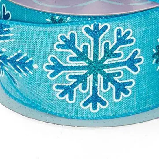 Blue Snowflake Christmas Ribbon 10 Yards x 2.5 Inches 1 Roll {4}