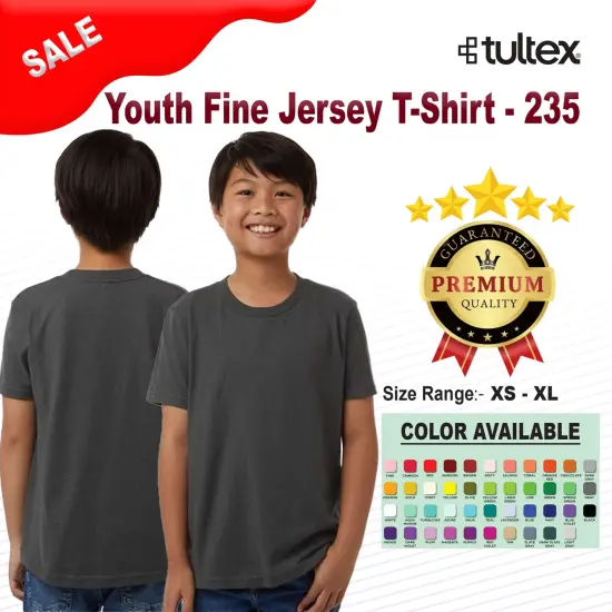 Tultex&reg; Youth Fine Jersey Crew Neck Short Sleeve T-Shirt Heather cantaloupe {2}