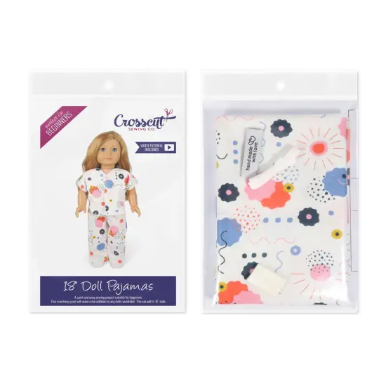 Crosscut Sewing Co.&reg; Doll Pajama Sewing Project Kit - Beginner Friendly DIY Sewing Kit White geo {2}