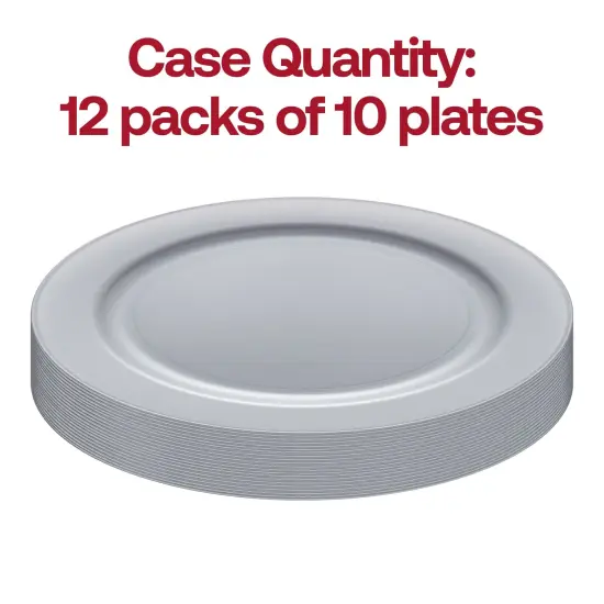 Matte Steel Gray Round Disposable Plastic Appetizer/Salad Plates - 7.5" (120 Plates) {5}