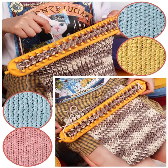 UCDRMA Knitting Loom Kit 35PC Scarf Loom Knitting Kit for Beginners, Quick Loom Knitting for Beginners Adult/Kids Contain Instructions, Pom Pom Maker and Yarn for Crochet Blanket Kit {3}