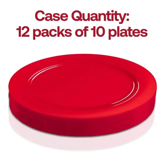 Solid Red Holiday Round Disposable Plastic Appetizer/Salad Plates - 7.5" (120 Plates) {4}