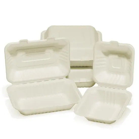 Molded Fiber Hinged Lid Containers 9 '' 9 '' 3 1/4 '' {2}
