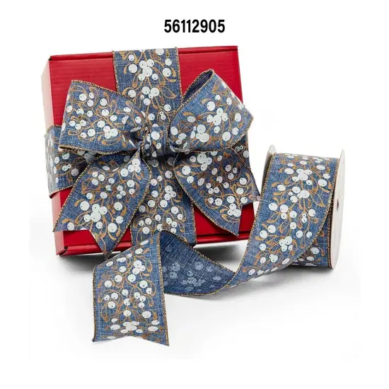 Sparkling Berries on Blue Wired Ribbon 2 1/2" x 10 yd {2}