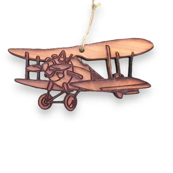 Bi Plane - Cedar Ornament {1}