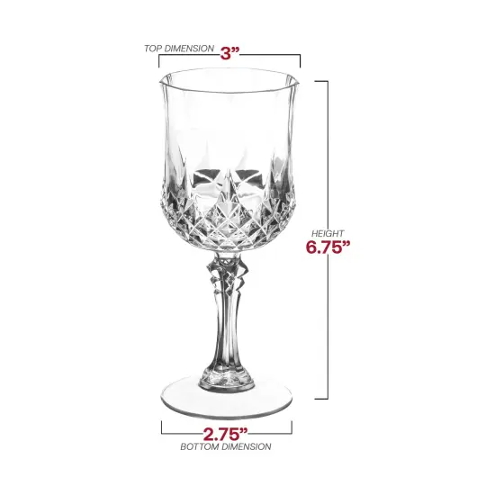 Crystal Cut Plastic Wine Glasses - 8 oz. (48 Glasses) {3}