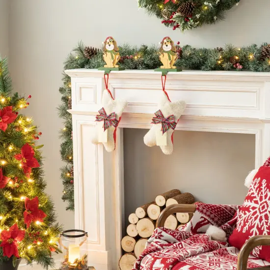 Set of 2 12.50"L Bone Shape Hooked Stockings 2pk Hooked Stocking {9}