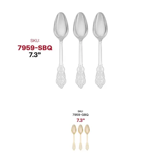 Shiny Baroque Silver Plastic Spoons (600 Spoons) {6}