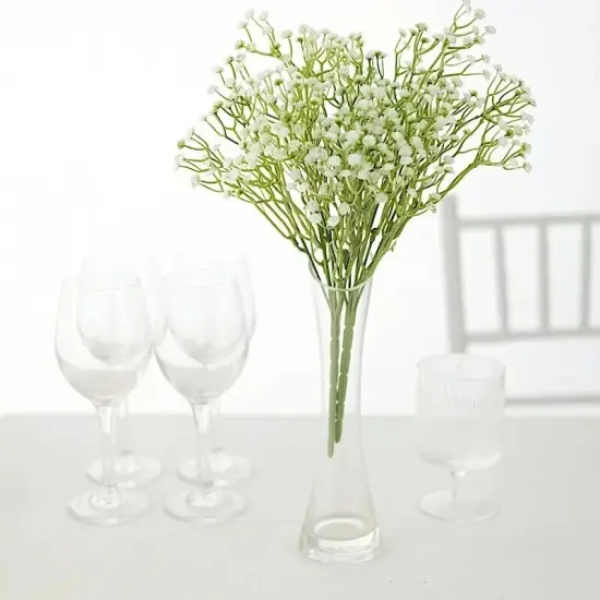 3 White 14 in Artificial FLOWERS Faux Baby Breath Bushes Party Events Supplies {4}