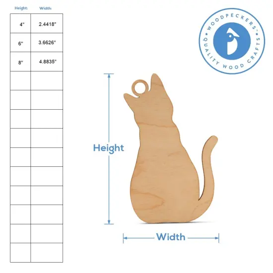 Cat Christmas Ornament, From 4"- 8", Wood Craft & Gift | Woodpeckers {5}