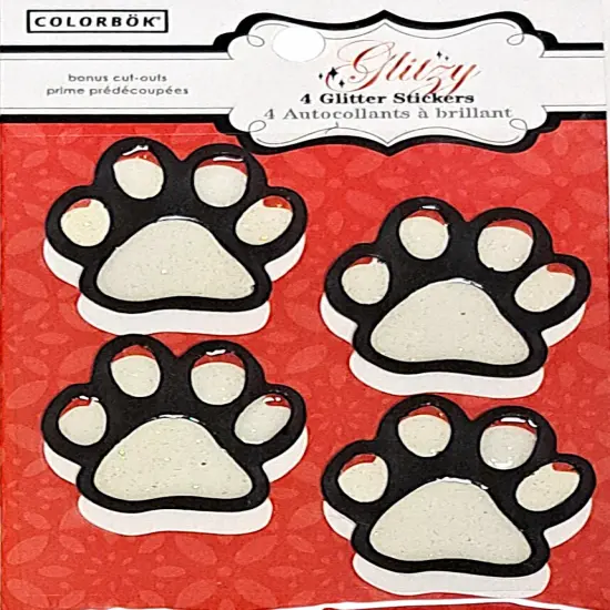 Colorbok Paw Prints Foam Epoxy Glitter Stickers {1}