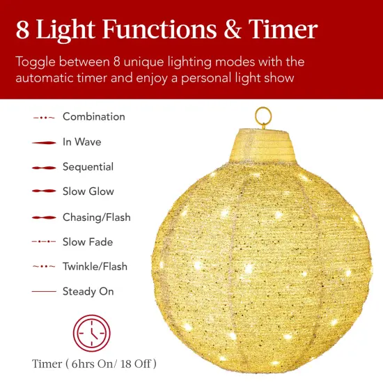 Best Choice Products 3-Piece Hanging Pop-Up Outdoor Christmas Ornaments, LED Lights, 8 Light Functions Gold {4}