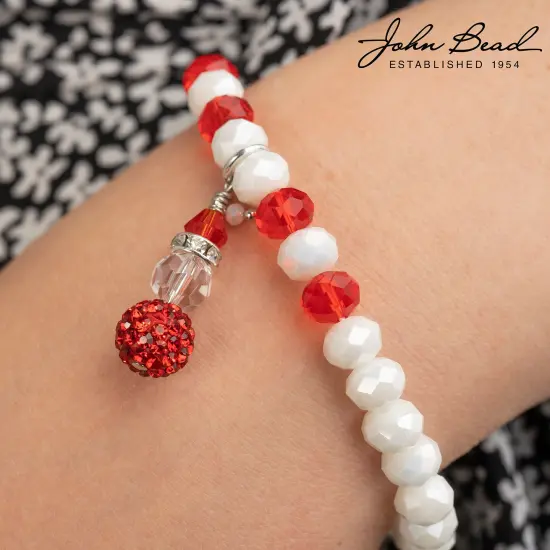 Crystal Lane DIY 7" Designer Holiday Glass Bead Mix Strand Red Sparkly Santa {2}