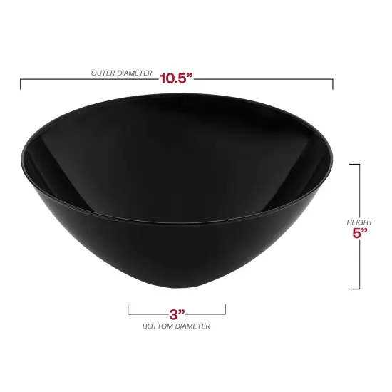 Solid Black Organic Round Disposable Plastic Bowls - 100 oz. (24 Bowls) {3}