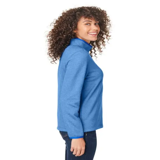 CORE365&reg; Ladies' Venture Heathered Stripe Quarter Zip TRUE ROYAL/WHITE {5}
