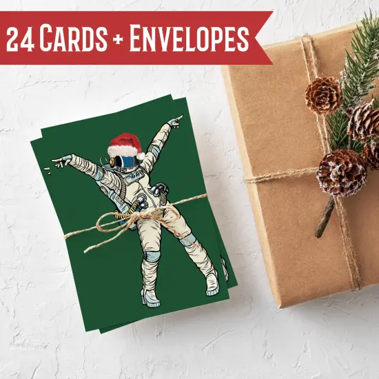 Astronaut Christmas Cards - 24-Pack of Space-Themed Holiday Note Cards with 4 Festive Santa Astronaut Designs, Perfect for Space Lovers, Blank Inside for Merry Christmas & Happy Holiday Wishes - Unique and Fun Seasonal Stationery Set {2}