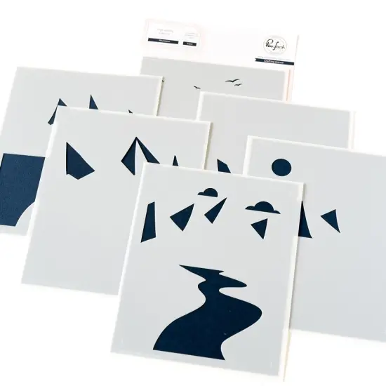 Pinkfresh Studio Stencils 4.25"X5.5" 6/Pkg-Mountains {1}