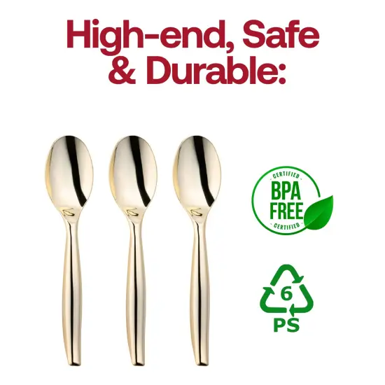 Gold Disposable Plastic Serving Spoons (60 Serving Spoons) {4}