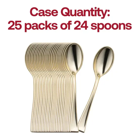 Shiny Metallic Gold Mini Plastic Disposable Tasting Spoons (600 Spoons) {5}