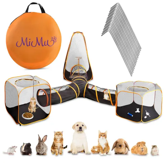 MiMu Dog Playpen Outdoor 4 in 1 Cat Tent with Exercise Tunnel - Pop Up Enclosure {1}
