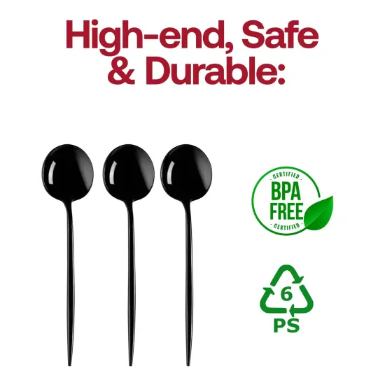 Solid Black Moderno Disposable Plastic Dinner Spoons (480 Spoons) {4}