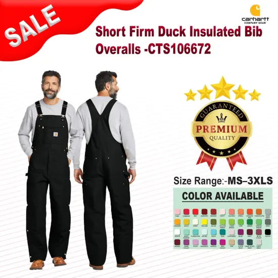 Carhartt&reg; Short Firm Duck Insulated Bib Overalls Black {2}