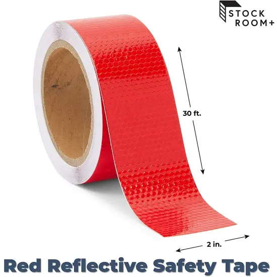 Reflective Tape - Red Outdoor Reflector Safety Roll for Trailers, Warning, Signs, Stairs, Bikes (2 In x 30 FT) {4}