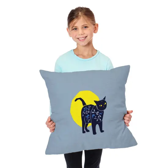 Halloween 18 Inch Throw Pillow Eerie Cat {2}