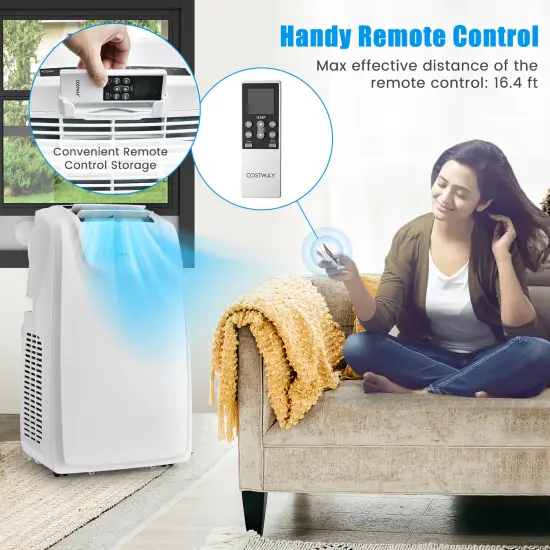 Costway 8000 BTU (11,500 BTU ASHRAE) Dual Hose Portable Air Conditioner 3-in-1 AC Unit w/ Remote Control {2}