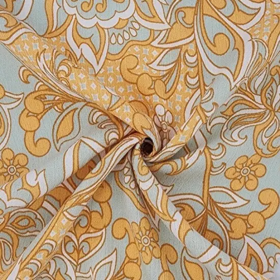 1 Yard Rayon Crinkle Yellow Fabric 50/52" Width Apparel Material {1}