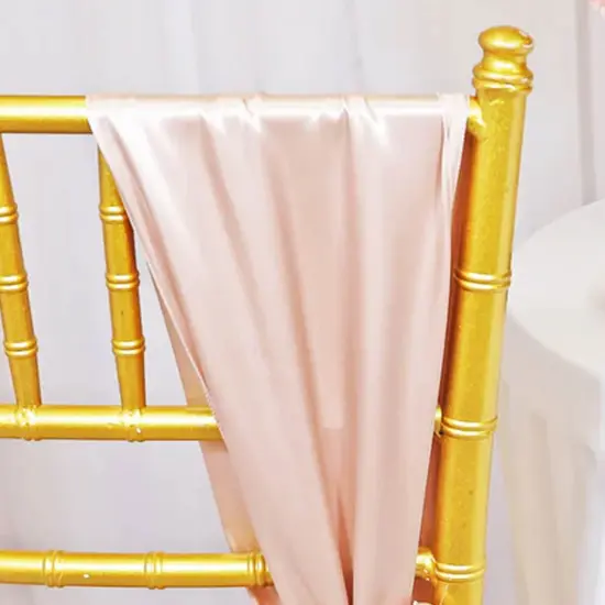 10 Pieces Blush Pink or Rose Gold Satin Chair Sashes Elegant 8"x108" Event Decor {5}