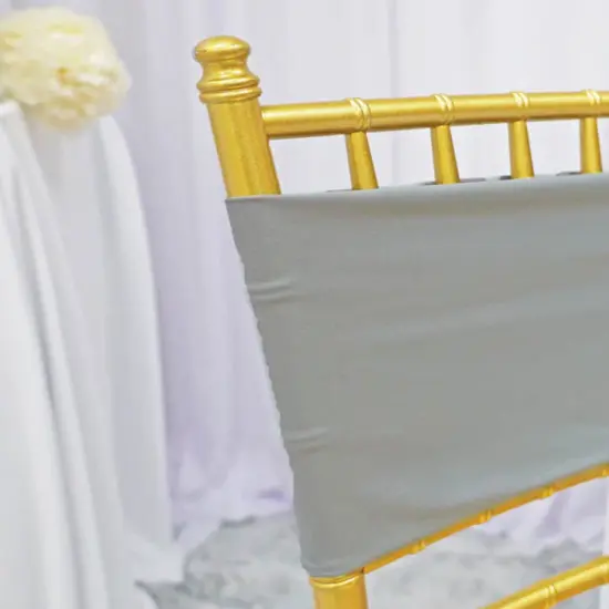 10 Pieces Shiny Silver Stretch Spandex Chair Bands 7 x 13 Inches {5}