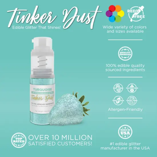 Bakell - Turquoise Tinker Dust Edible Glitter (4g, 1x Spray Pump) for Food, Desserts, and Beverages! {2}