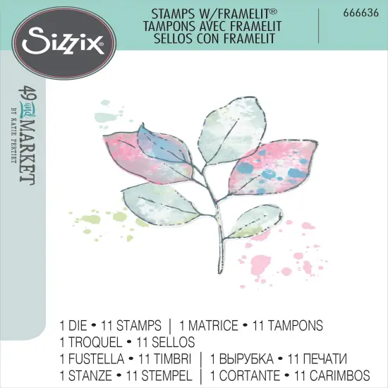 Sizzix Framelits Die & A5 Stamp Set By 49 & Market-12/Pkg {1}