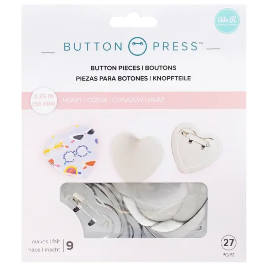 We R Button Press Refill Pack Kit-Heart - Makes 9 Pins {1}